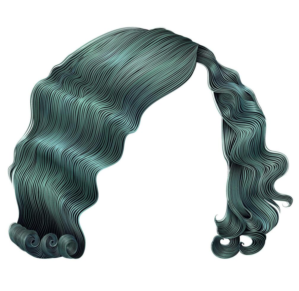 mujer corto pelos azul . Moda belleza retro estilo . realista 3d . vector