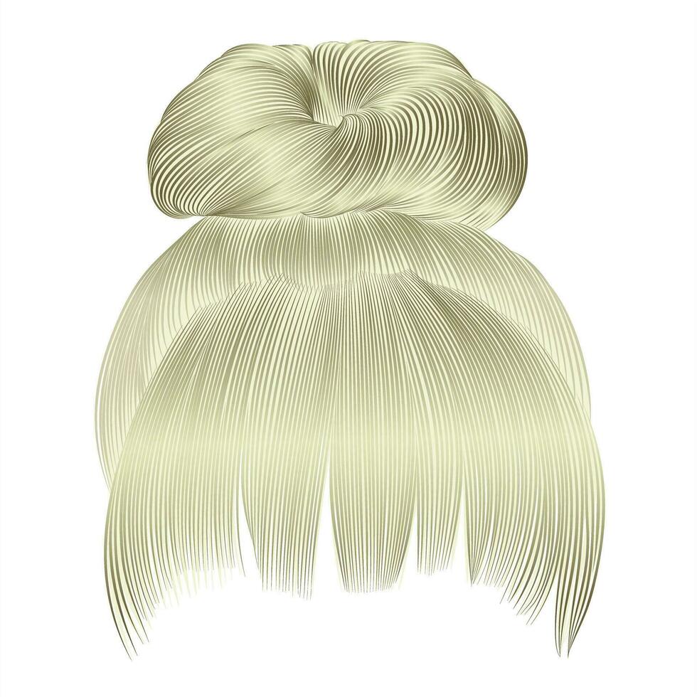 pelos de moño con flecos de colores rubios. estilo de belleza de moda de mujer. vector