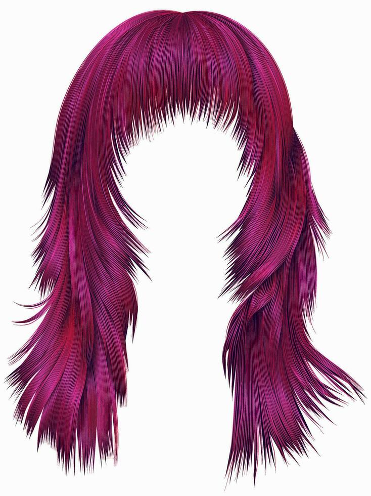 de moda mujer largo pelos brillante rosado colores . belleza Moda . realista 3d vector