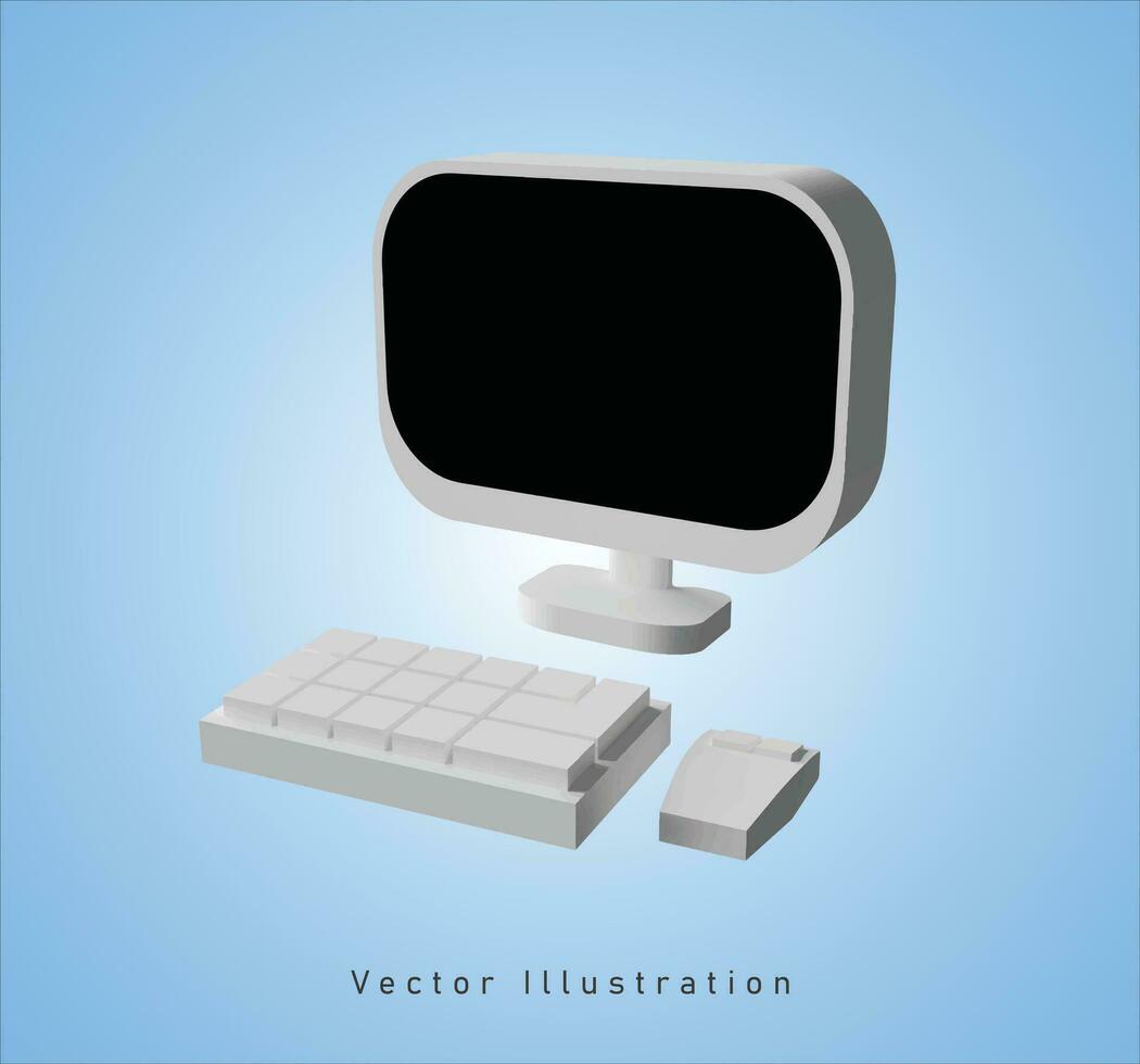 personal computer in 3d vector illustration