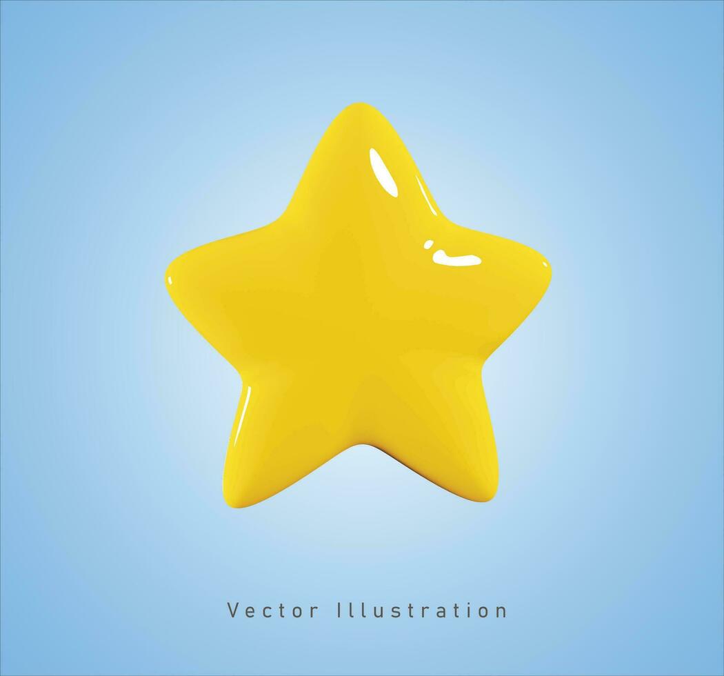 yellow star in 3d vector illustration