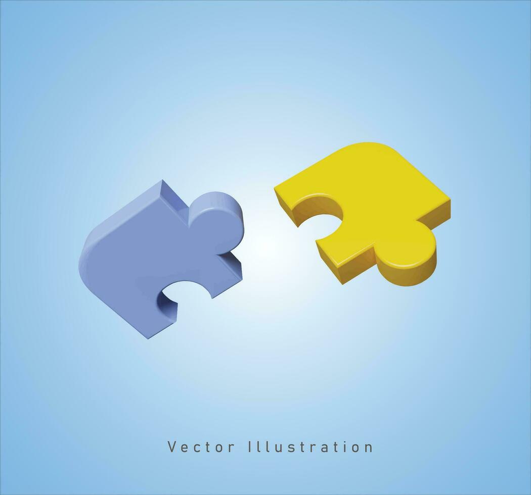 pieces of puzzle in 3d vector illustration