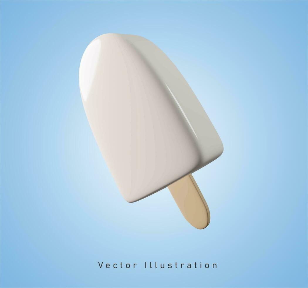 vanilla ice cream in 3d vector illustration