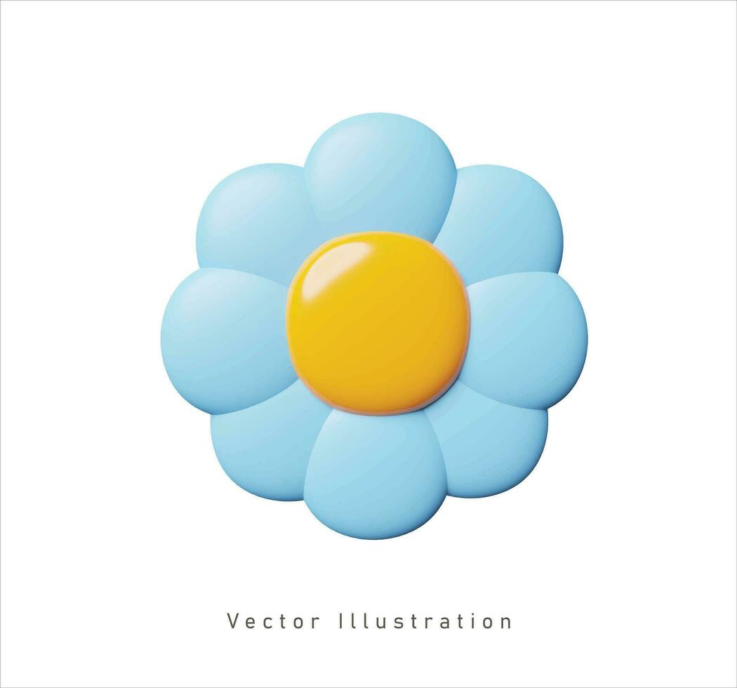 azul flor en 3d vector ilustración