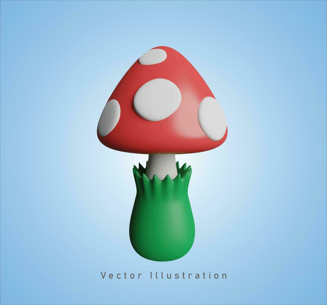 mushroom in 3d vector illustration