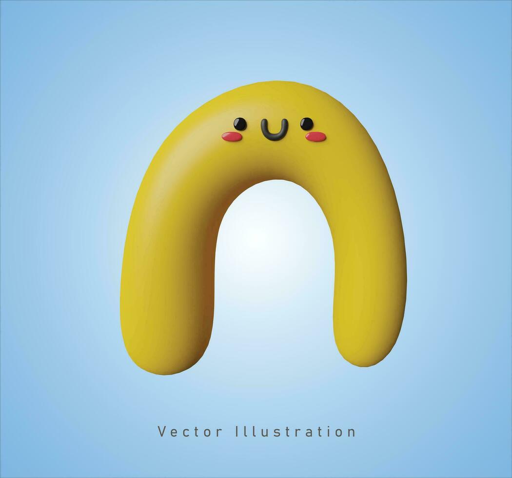 cute yellow monster in 3d vector illustration