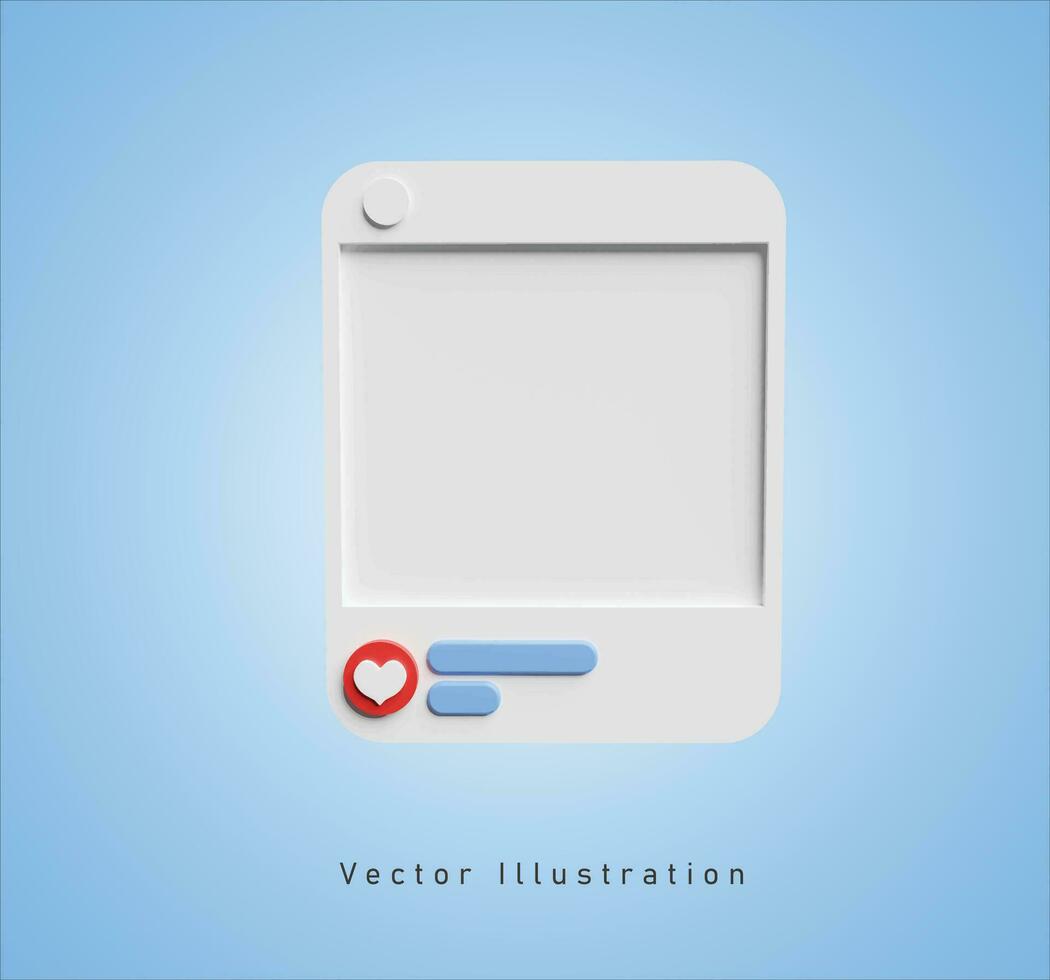 social media white frame in 3d vector illustration