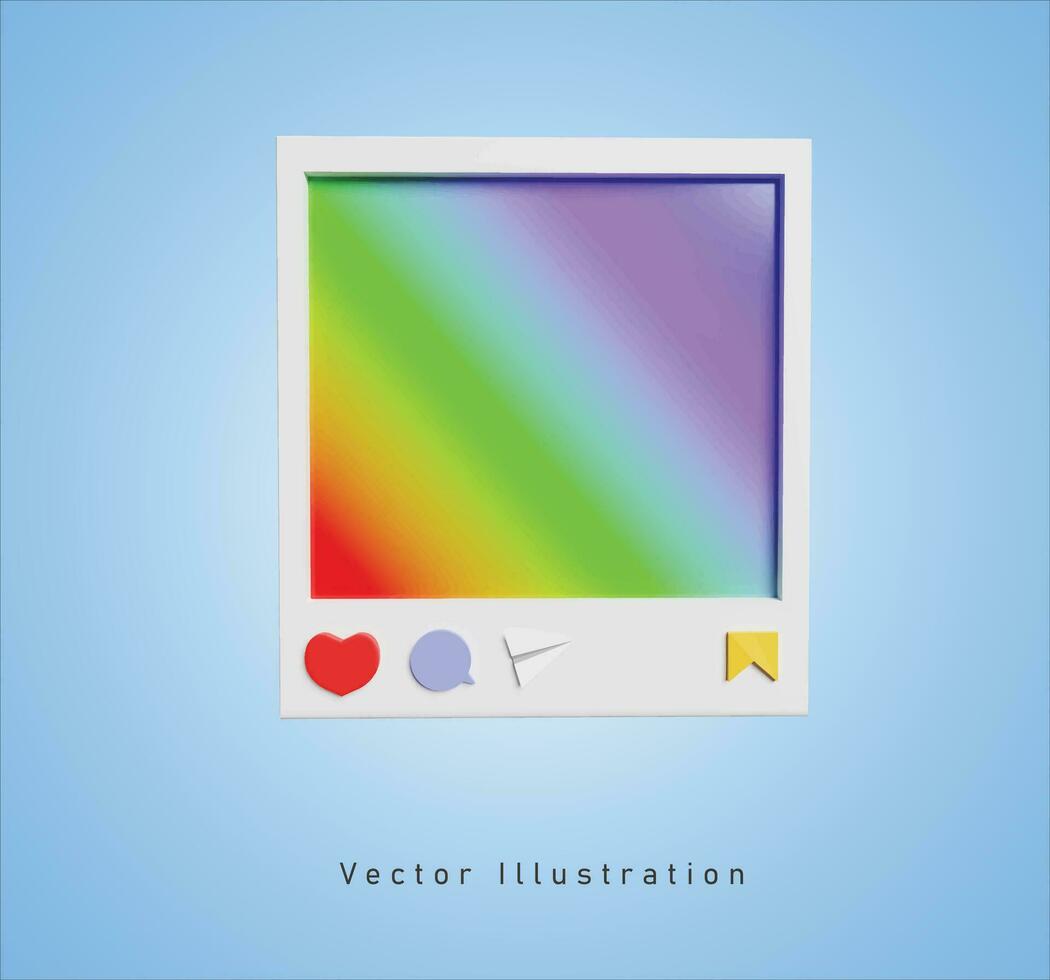 social media rainbow frame in 3d vector illustration