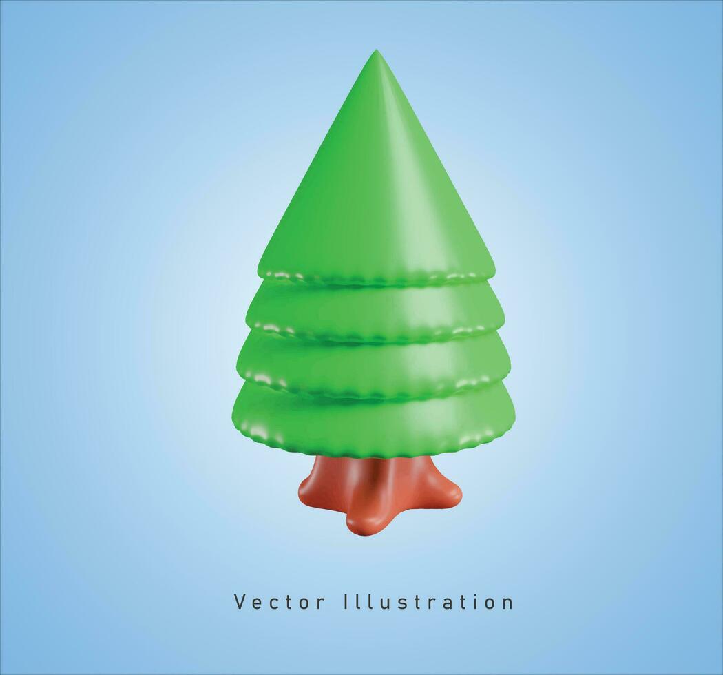 abeto árbol en 3d vector ilustración