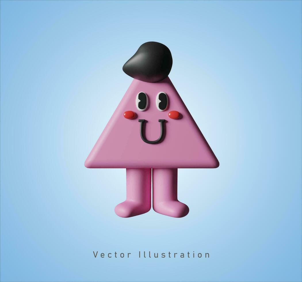 cute triangle character in pixel art style vector