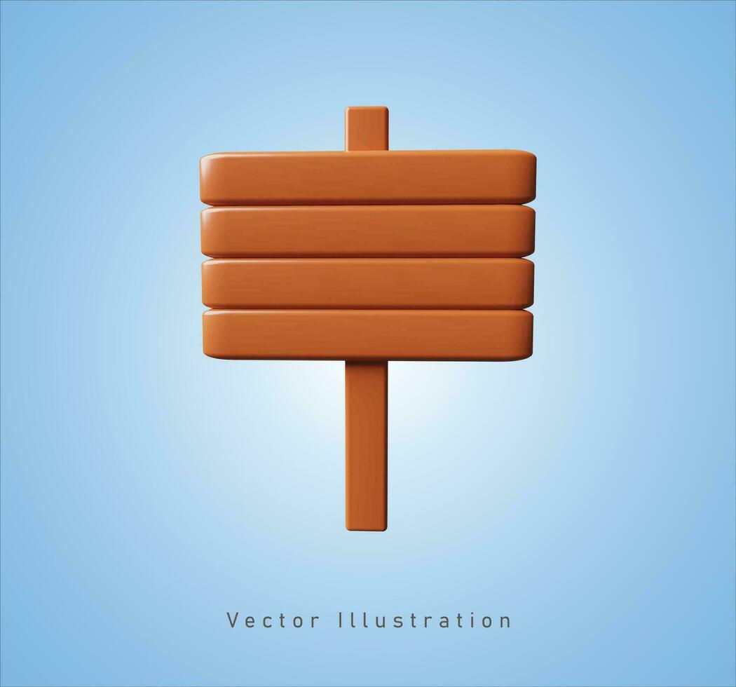 de madera firmar en 3d vector ilustración