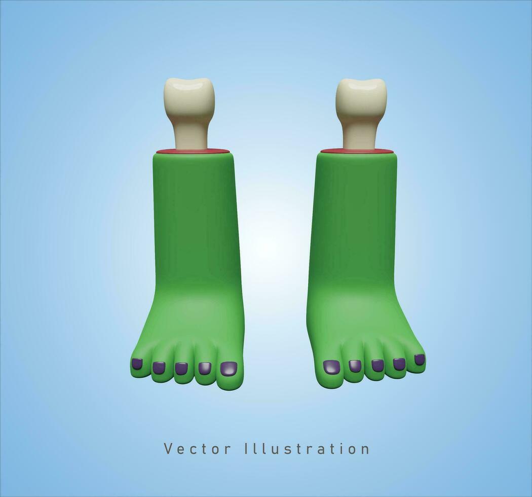 zombie foot in 3d vector illustration