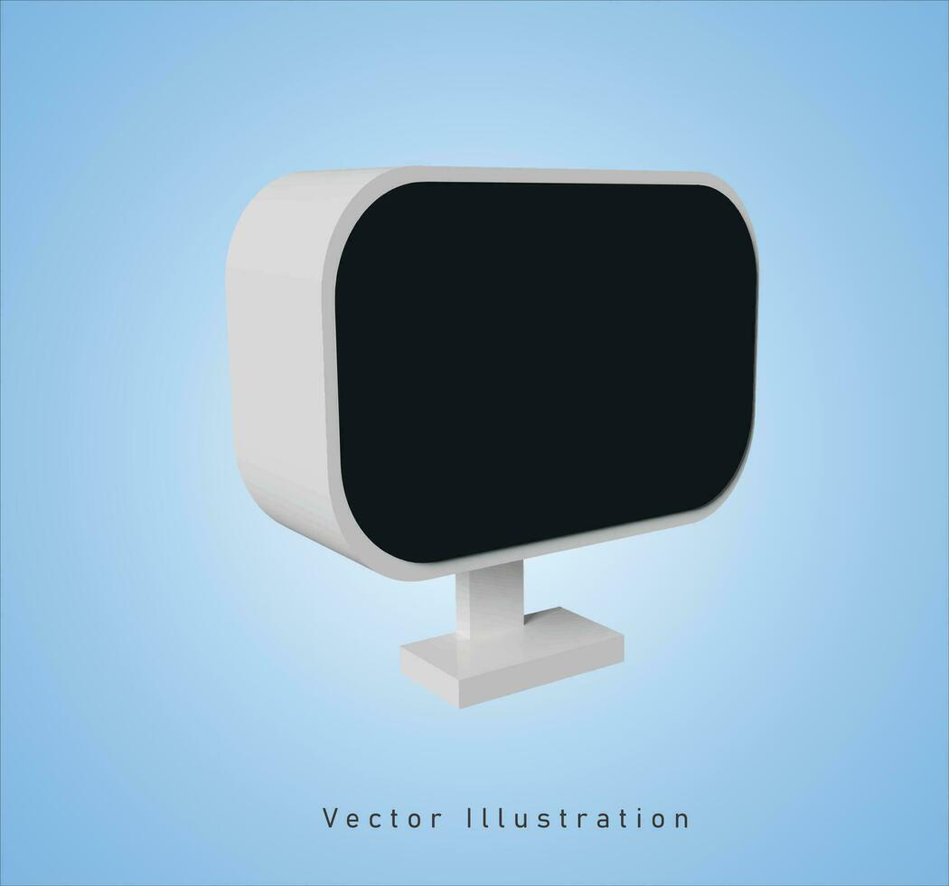 white monitor in 3d vector illustration