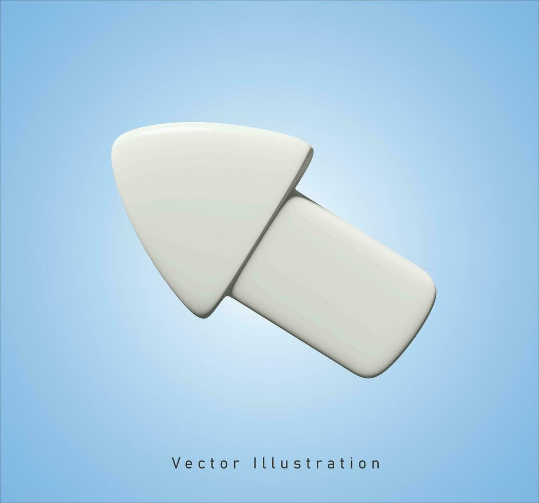 white arrow in 3d vector illustration