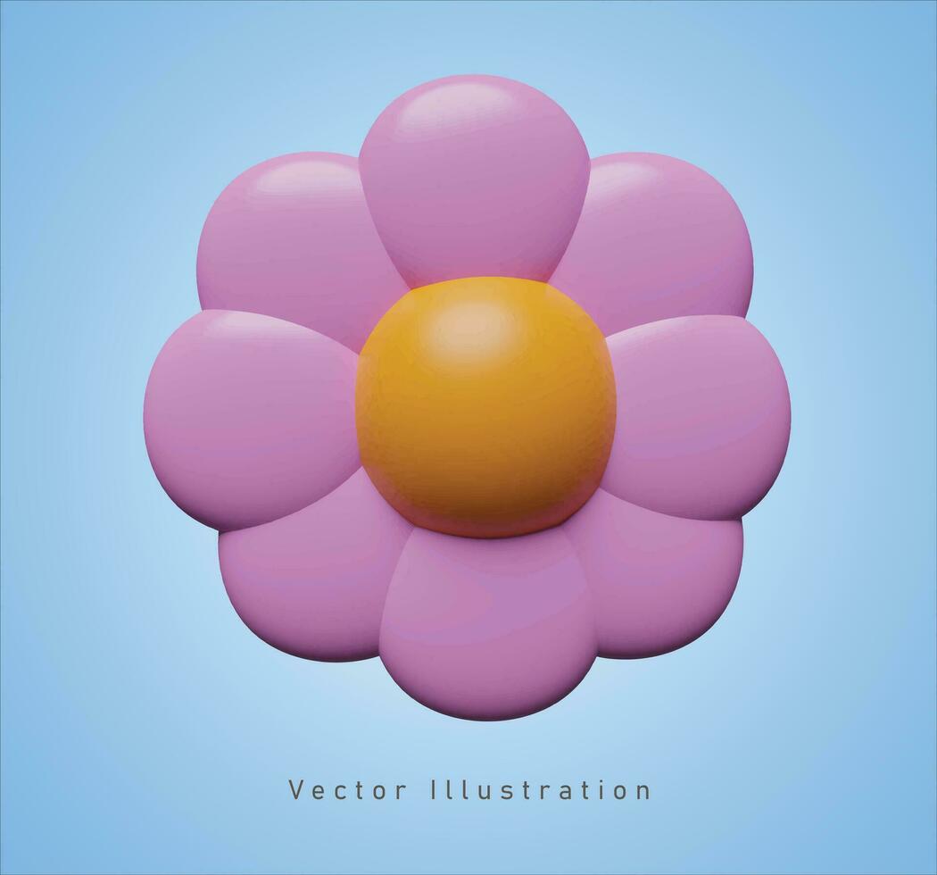 pink flower in 3d vector illustration