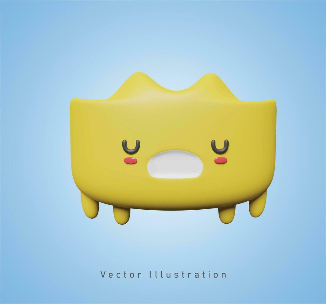 yellow cute character in 3d vector illustration