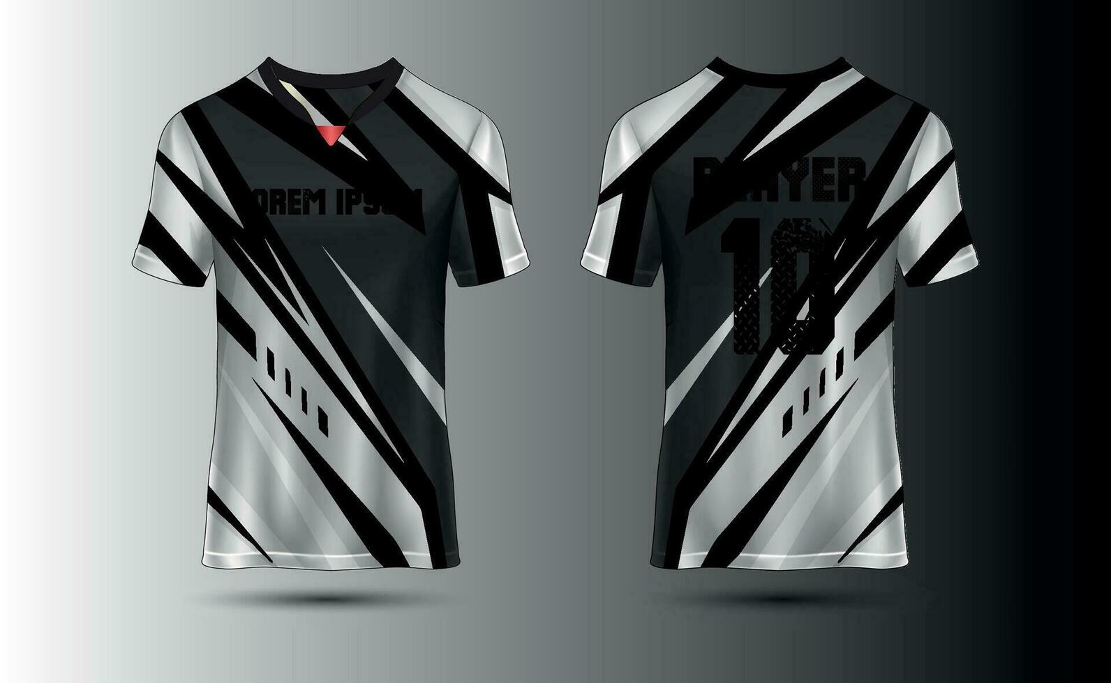 camiseta deporte jersey diseño modelo con geométrico trama de semitonos antecedentes. deporte uniforme en frente vista. camisa burlarse de arriba para deporte club. vector