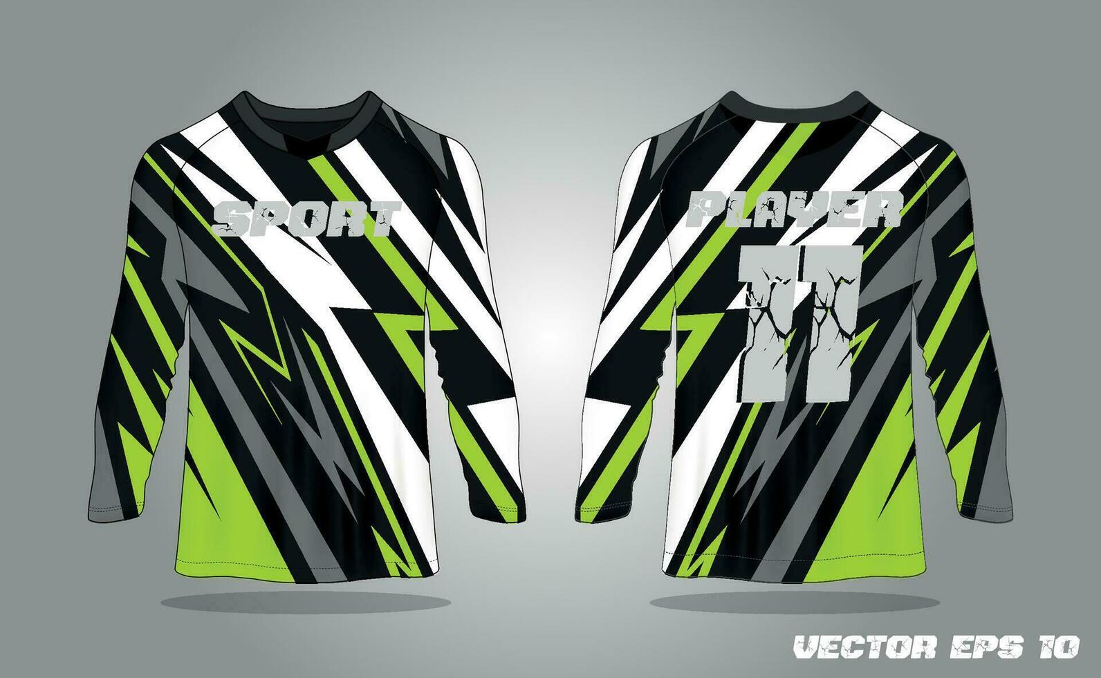 Abstract textured sports jersey design t-shirt for racing, football, gaming, motocross, cycling. Mockup vector design template.