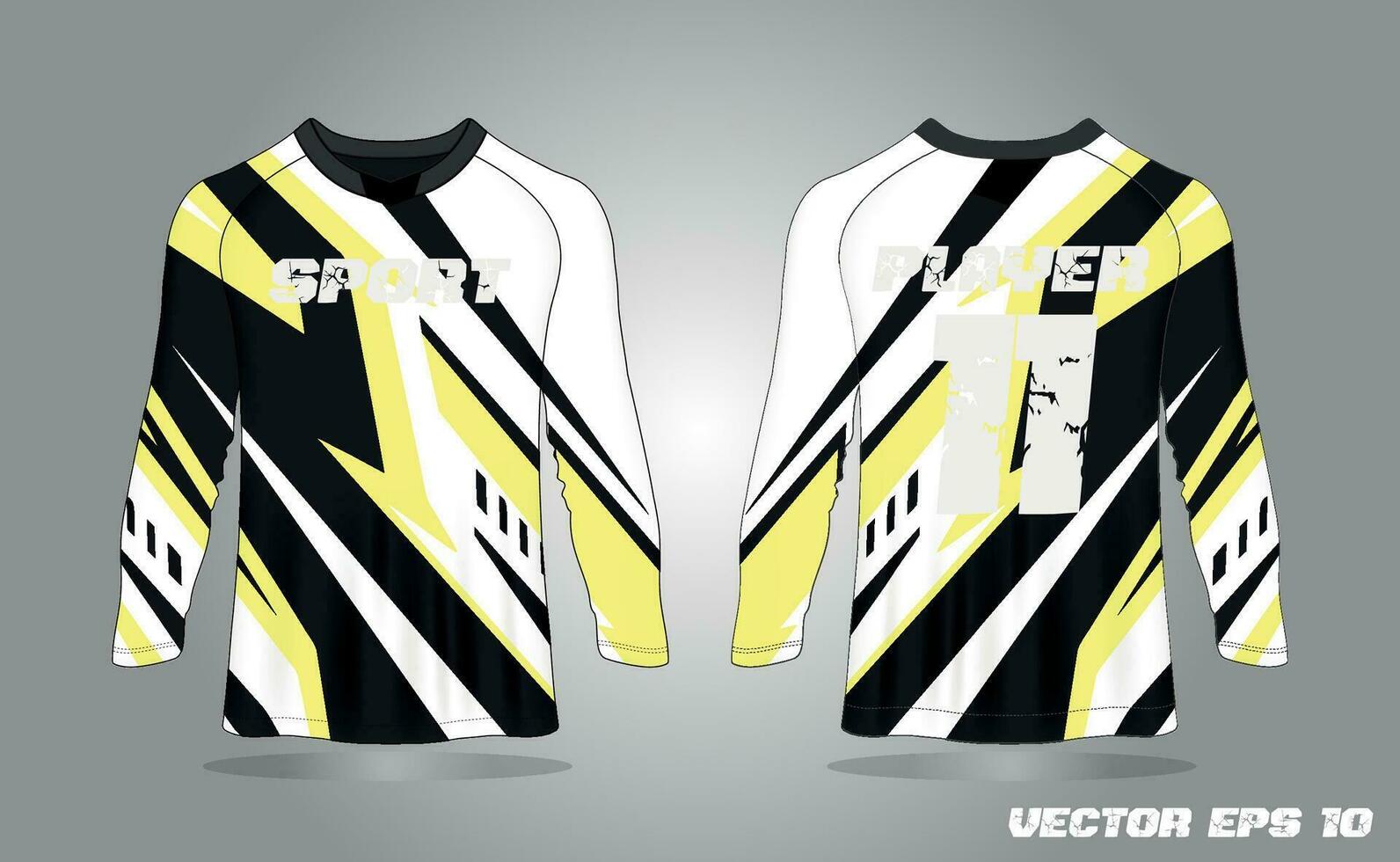 Abstract textured sports jersey design t-shirt for racing, football, gaming, motocross, cycling. Mockup vector design template.