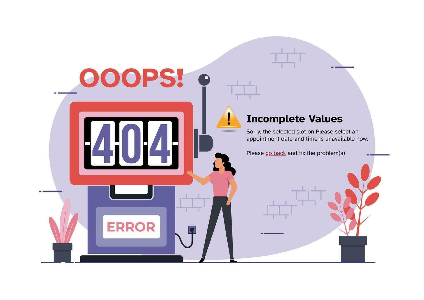 Slot machine for 404 error page vector