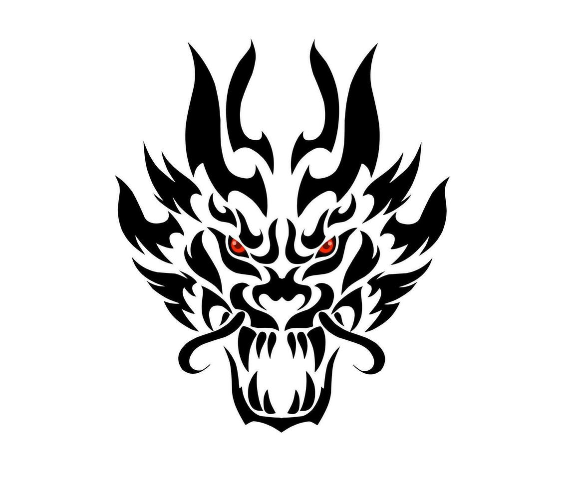 graphic vector illustration of tribal art abstract dragon head style tattoo