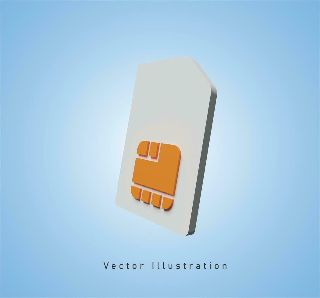 simcard chips in 3d vector illustration