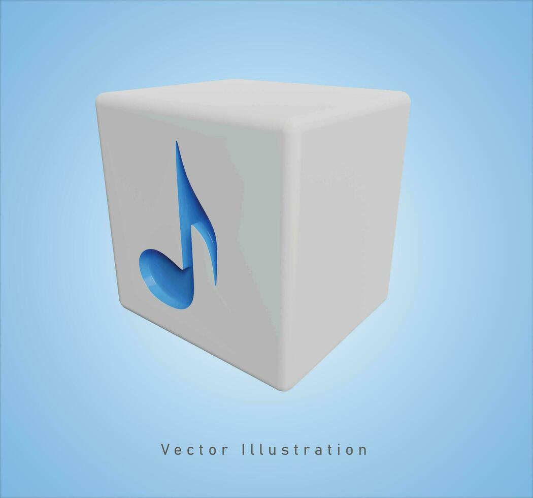 blanco música cubo en 3d vector ilustración