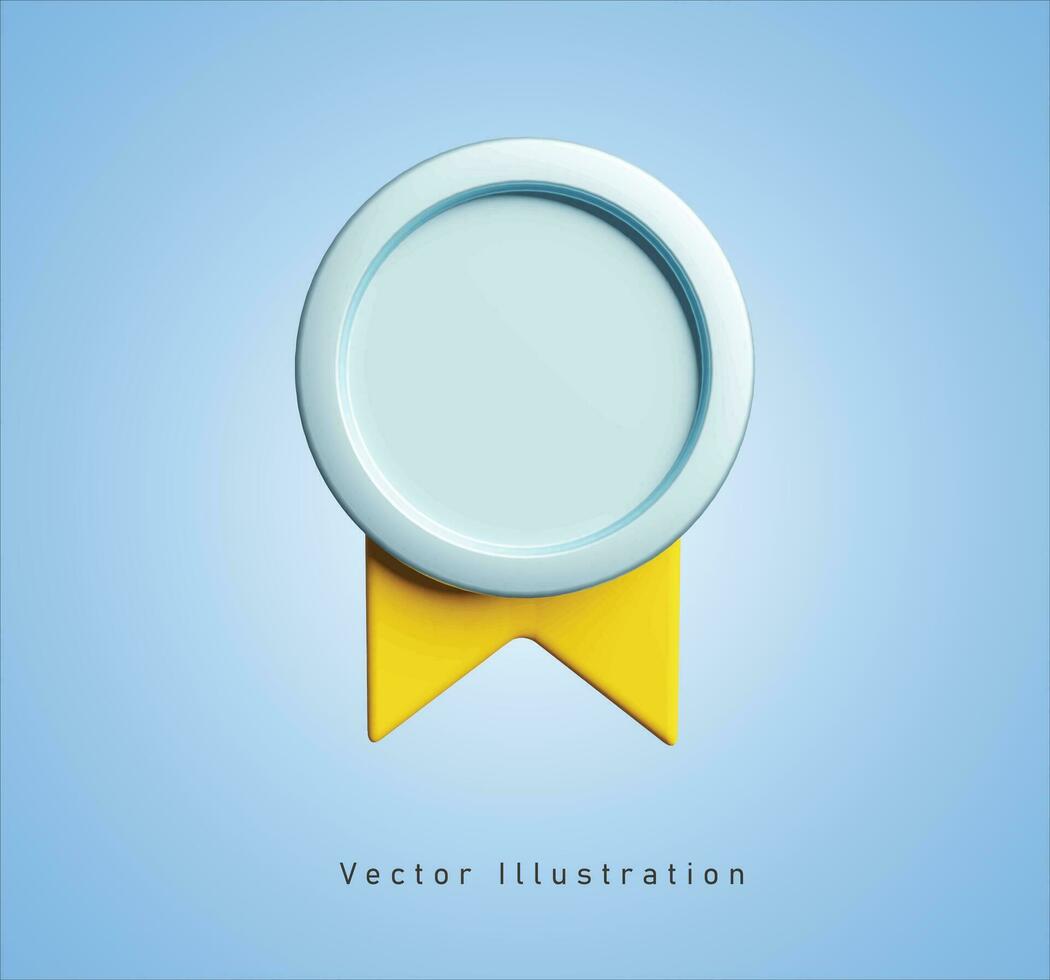 silver medal in 3d vector illustration