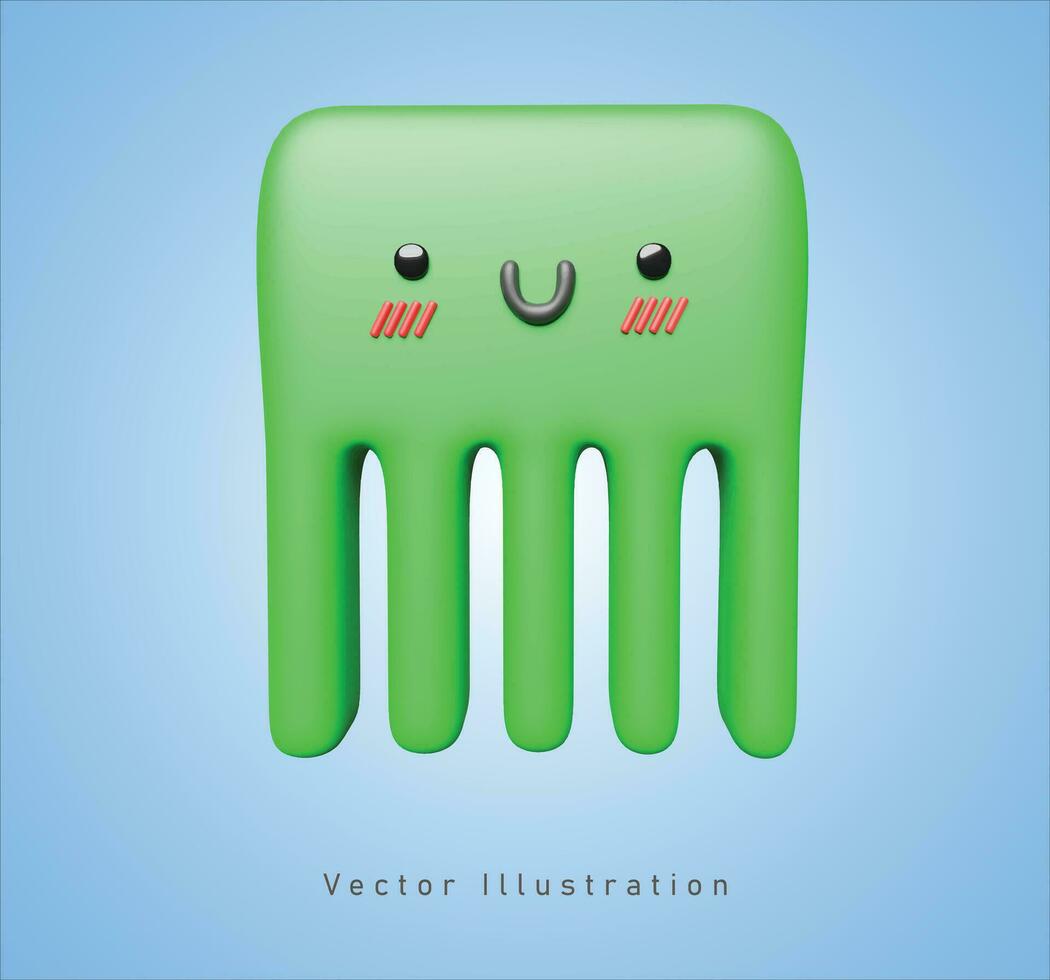 linda verde monstruo en 3d vector ilustración