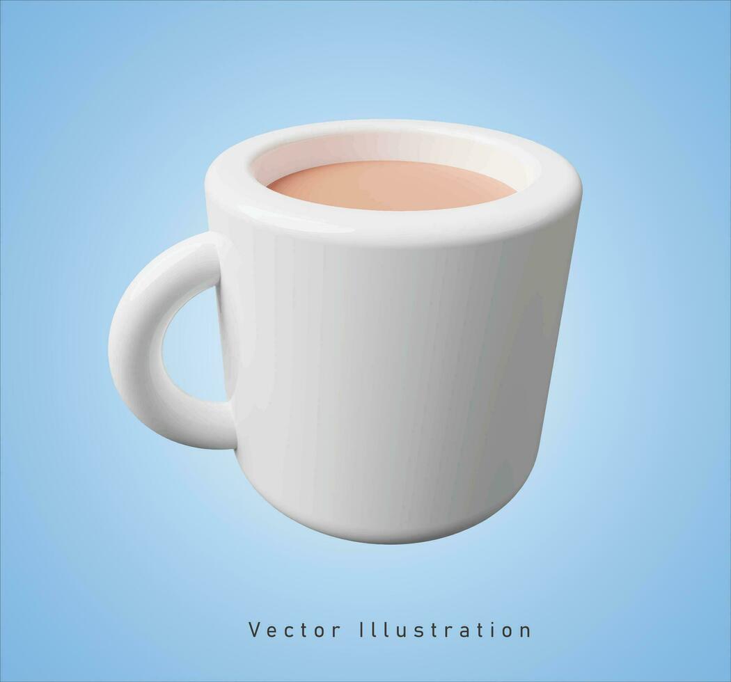 white cup with chocolate drink 3d vector illustration