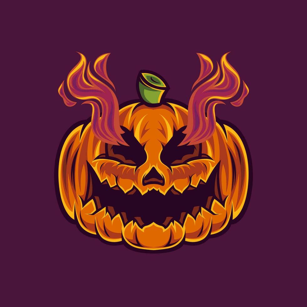 The Pumpkin Head Character Design with a very Scary halloween theme vector