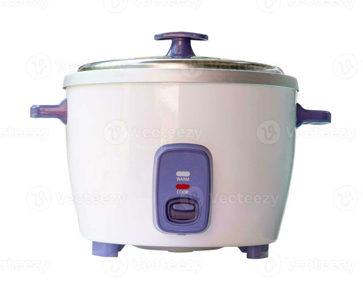 Electric rice cooker isolated on white background with clipping path Front view photo