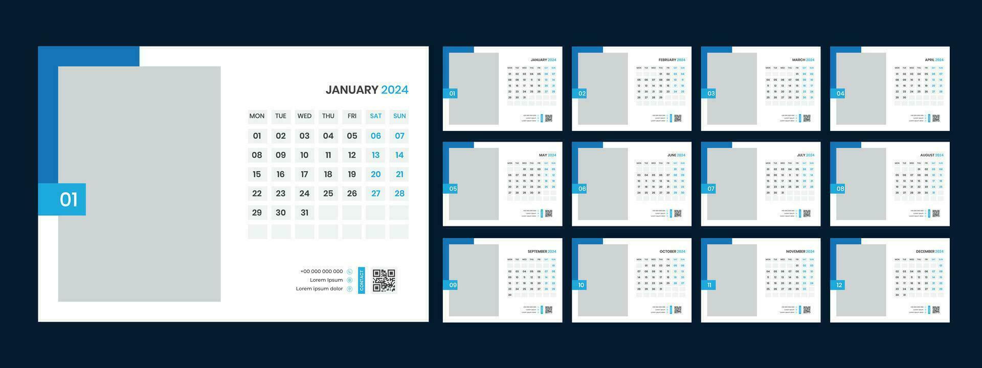 escritorio calendario modelo 2024 vector