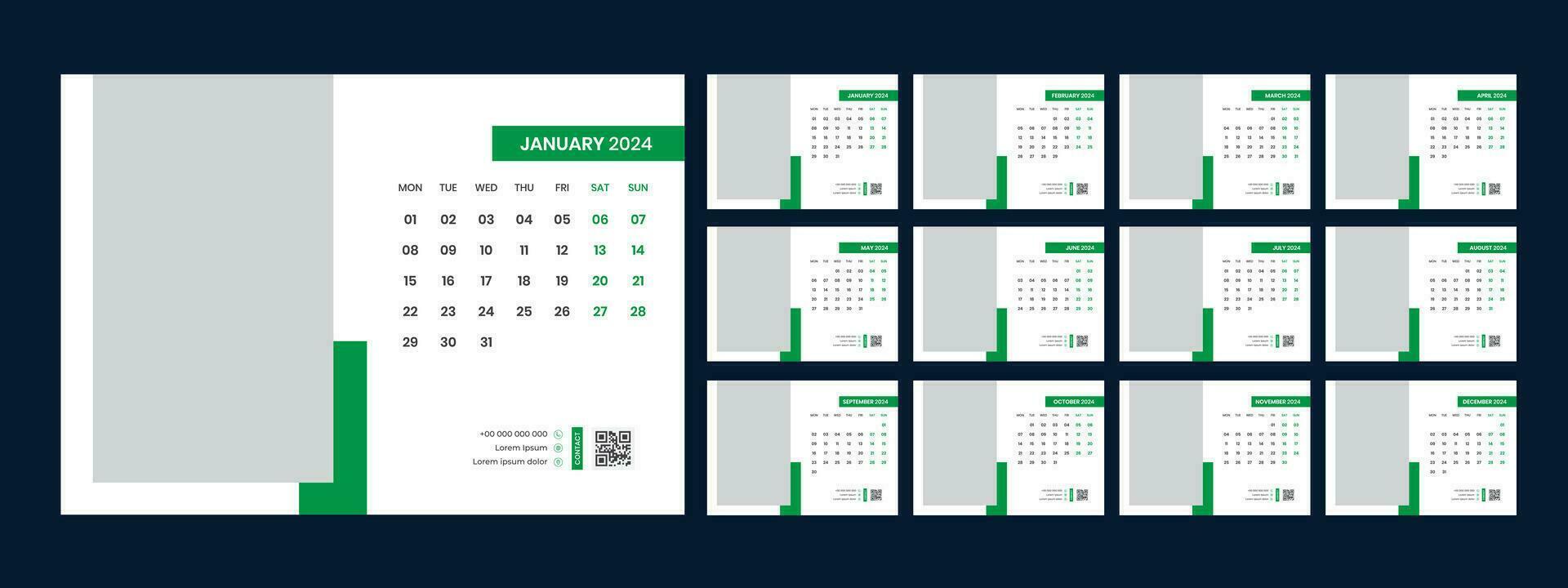 Desk Calendar Template 2024 vector