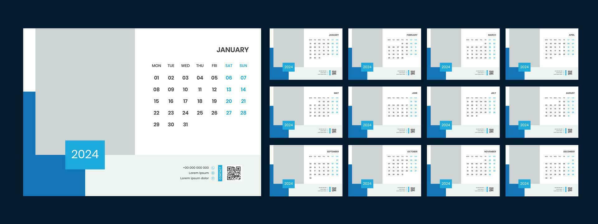 Desk Calendar Template 2024 vector