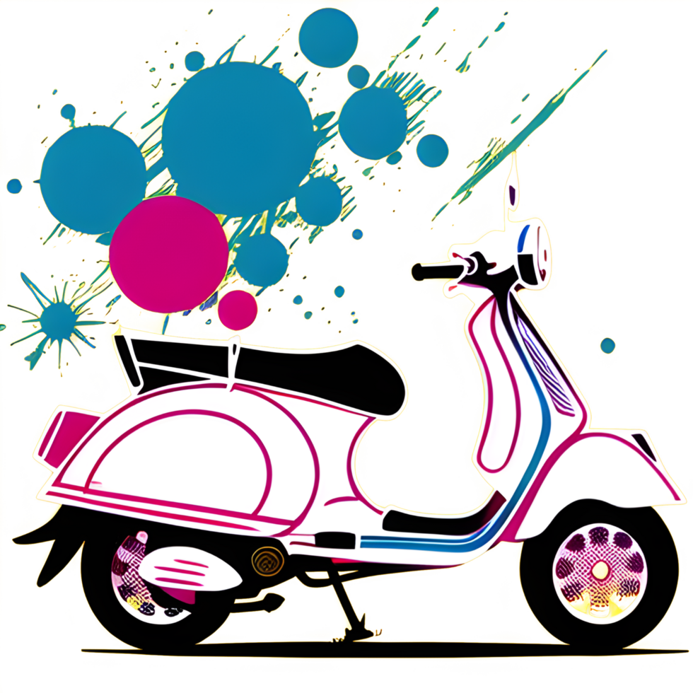 coloré vespa moto transparent Contexte ai génératif png