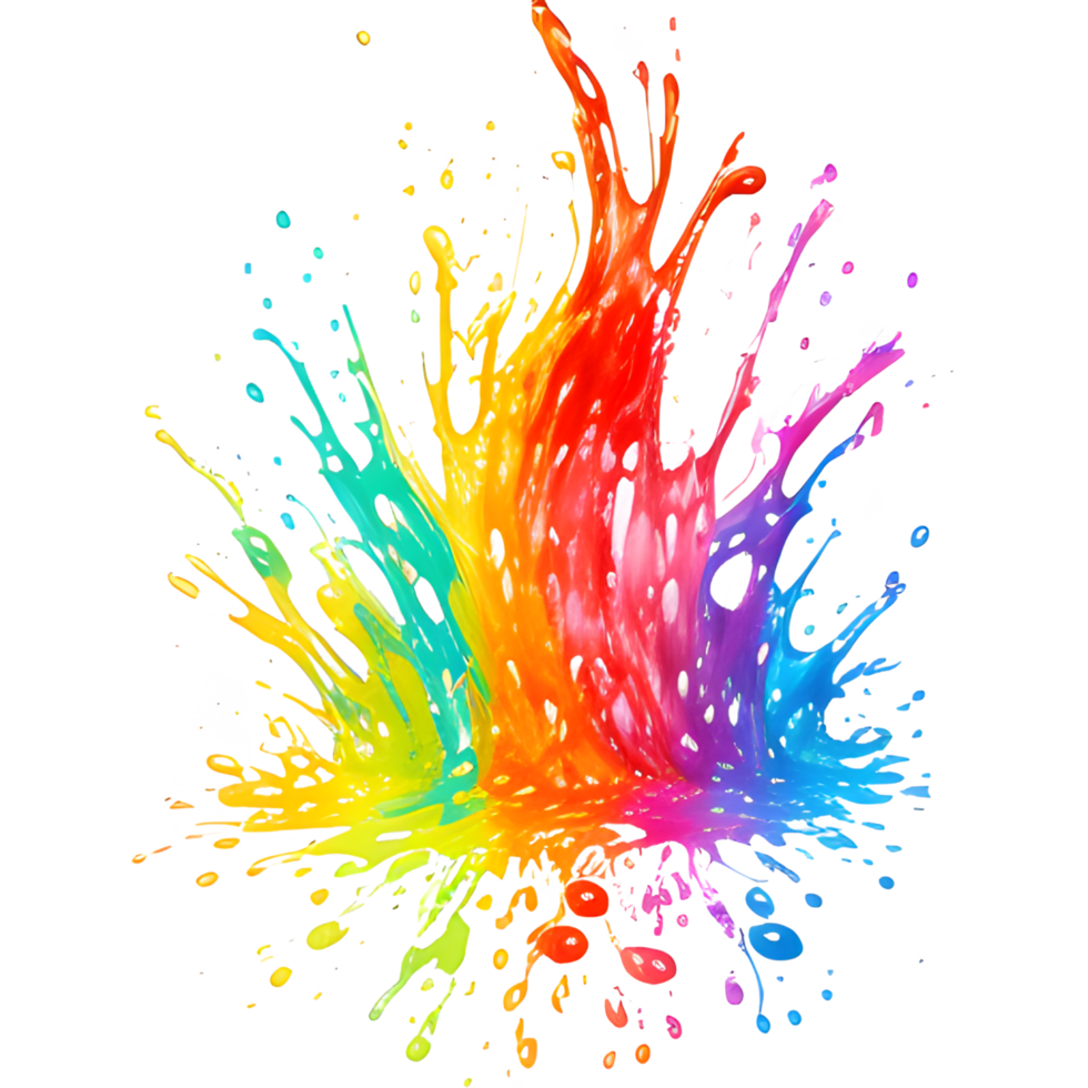 Colorful Splashes Transparent Ai Generative Background png