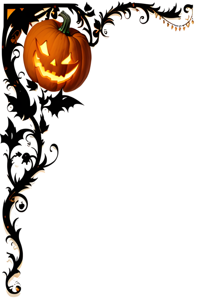 Halloween citrouille frontière Cadre ai génératif png