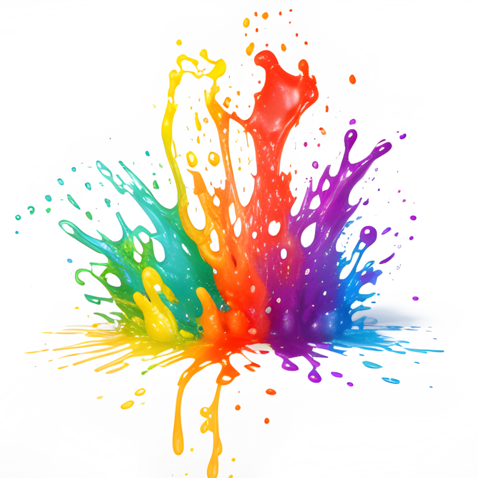 Colorful Splashes Transparent Ai Generative Background png