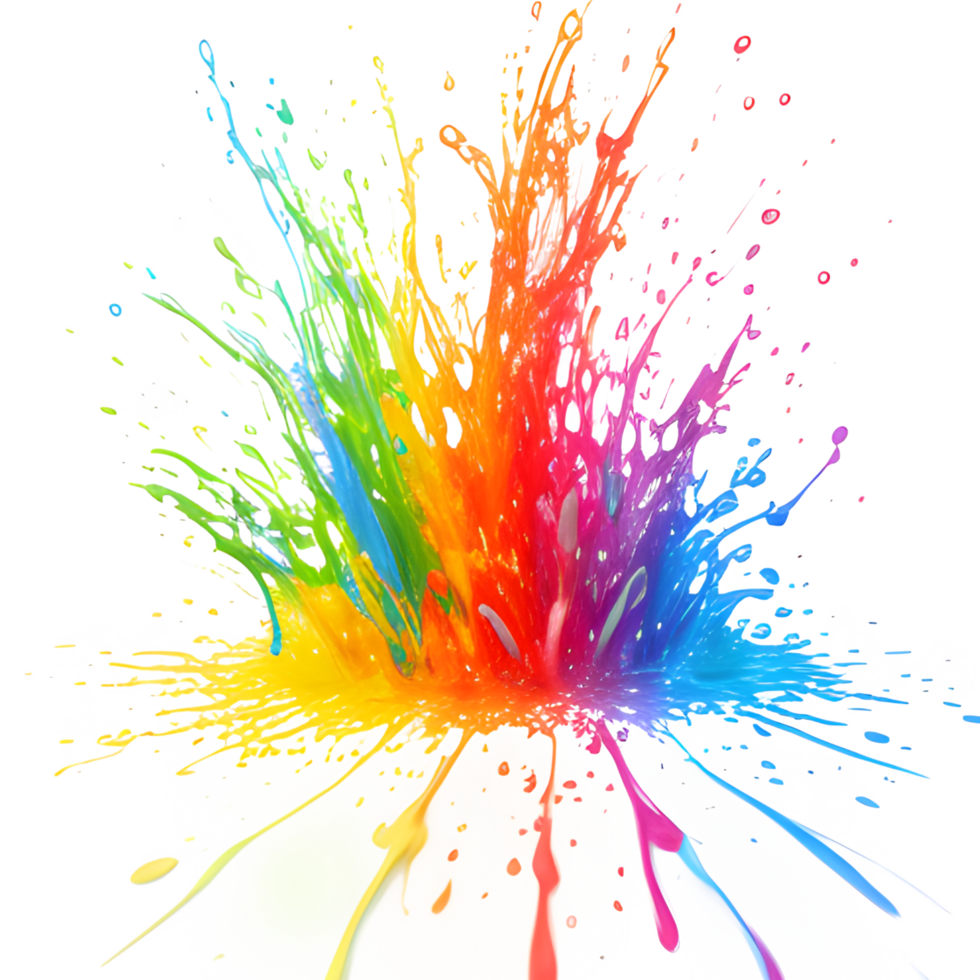 Colorful Splashes Transparent Ai Generative Background png