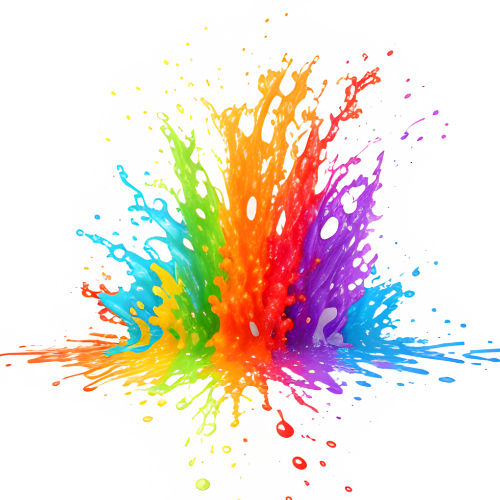 Colorful Splashes Transparent Ai Generative Background png