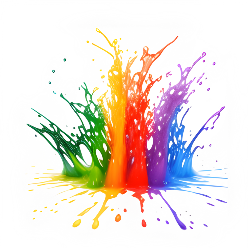 Colorful Splashes Transparent Ai Generative Background png