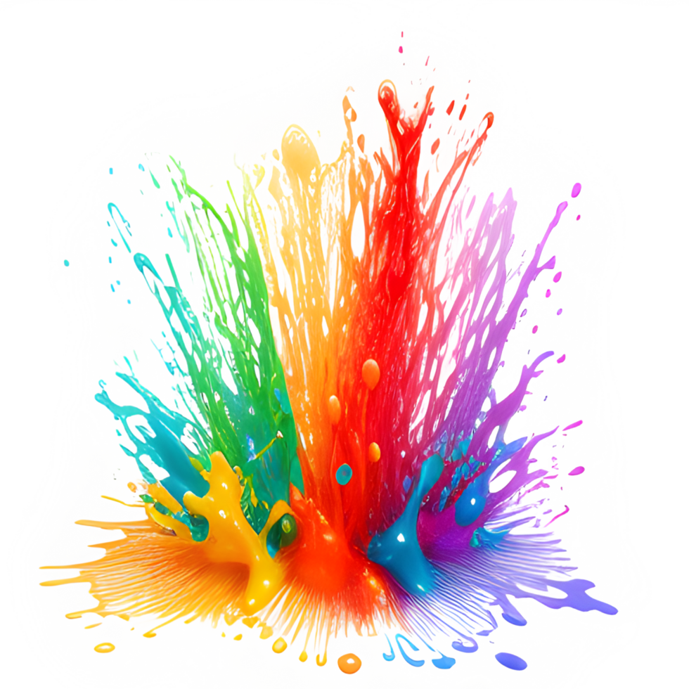 Colorful Splashes Transparent Ai Generative Background png