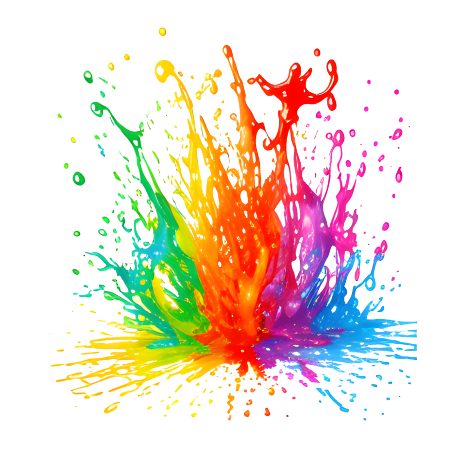 Colorful Splashes Transparent Ai Generative Background png