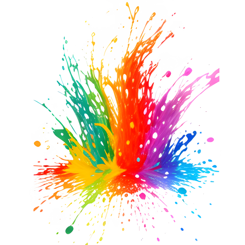 Colorful Splashes Transparent Ai Generative Background png