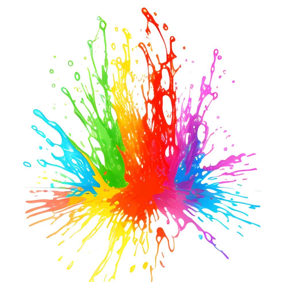 Colorful Splashes Transparent Ai Generative Background png