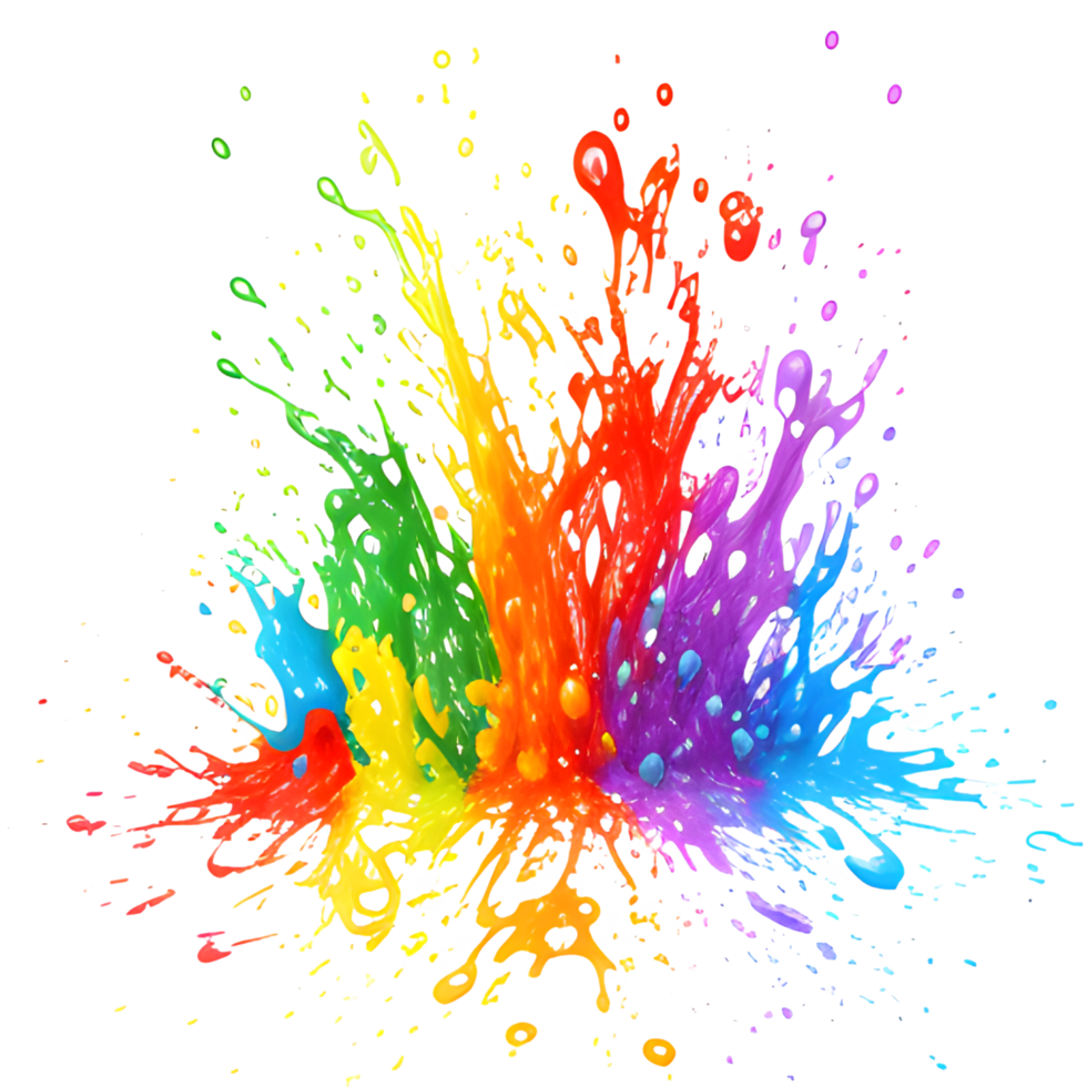 Colorful Splashes Transparent Ai Generative Background png