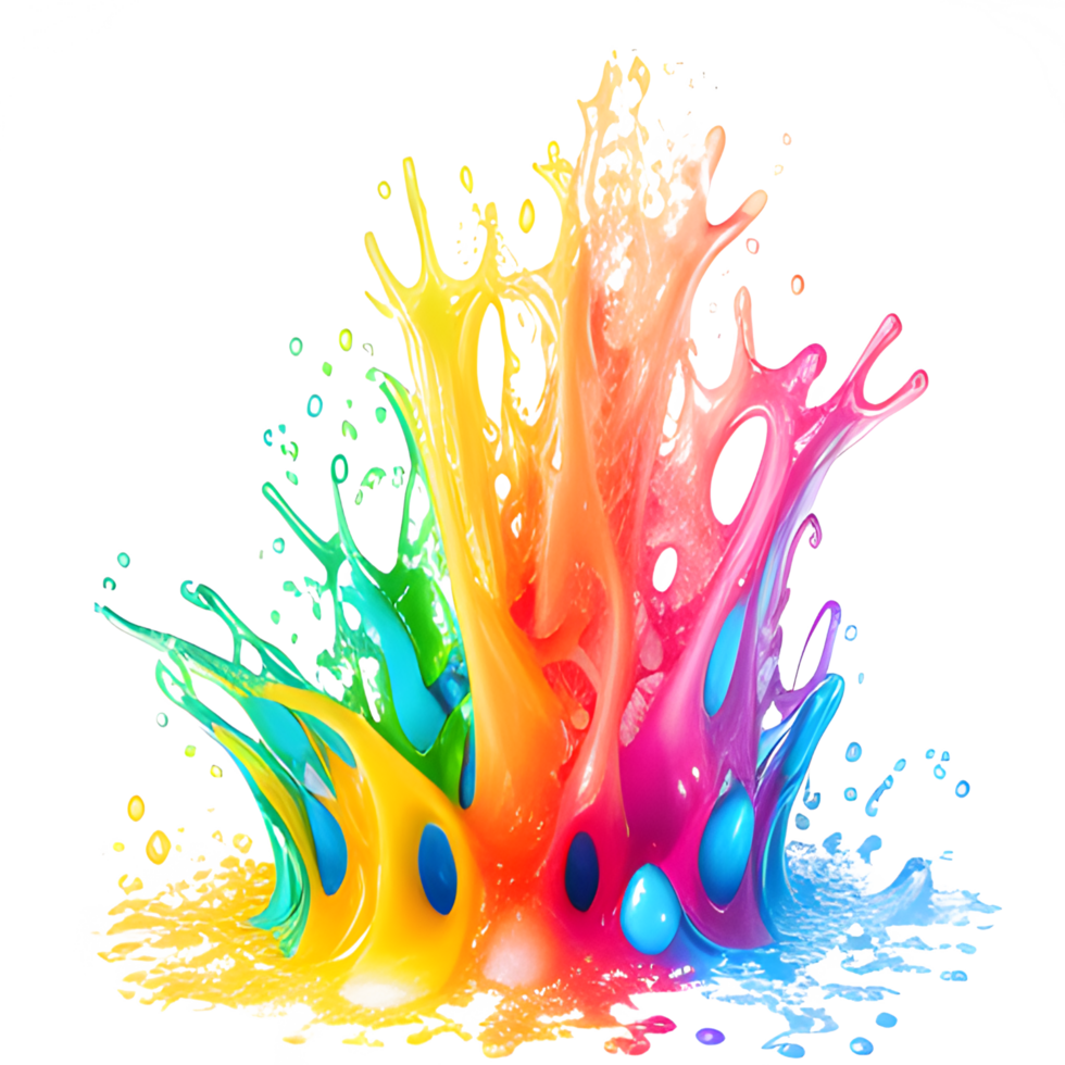 Colorful Splashes Transparent Ai Generative Background png