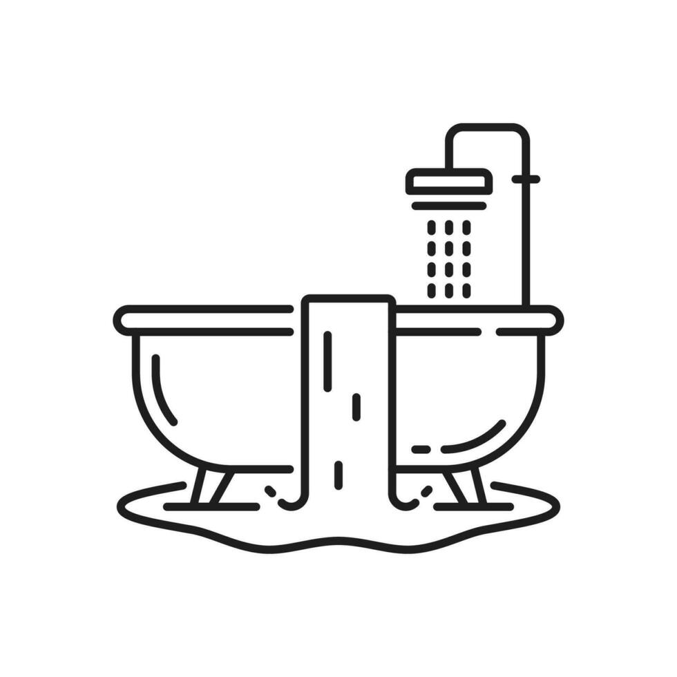 Plumbing service icon, bathroom water pipe leakage vector