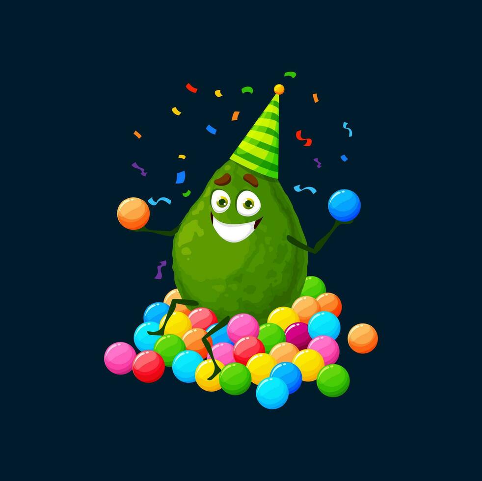 Cartoon avocado character celebrate holiday party vector